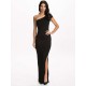 Black One Shoulder Sexy Evening Gown  