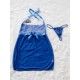 Blue Lace Top Halter Plus Size Babydoll