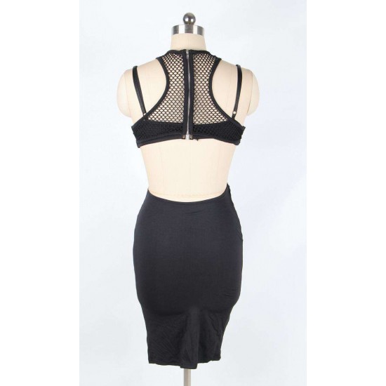 Style Stalker Mesh Crossroads Cutout Black Dress