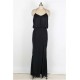 Black Gold Chain Halter Maxi Dress with T Back