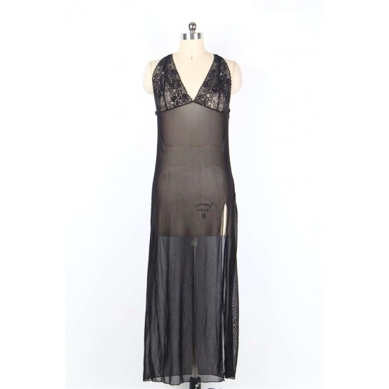 Black Sheer Cowl Back Gown