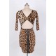 Sexy Backless Half Sleeve Leopard Bodycon Dress