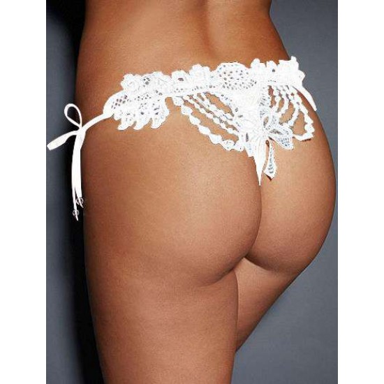 Sexy Embroidered & Beaded Lady White Panty