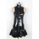 Sleeveless Solid Color Faux Leather Club Dress