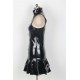 Sleeveless Solid Color Faux Leather Club Dress