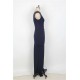 Elegant Purplish Blue Side Lace Detail Maxi Dress