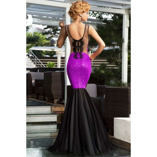 Plus Size Sequins Appliqués Evening Dress with Mermaid Hem