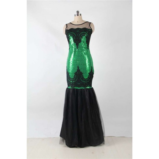 Plus Size Sequins Appliqués Evening Dress with Mermaid Hem