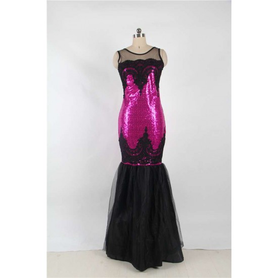 Plus Size Sequins Appliqués Evening Dress with Mermaid Hem