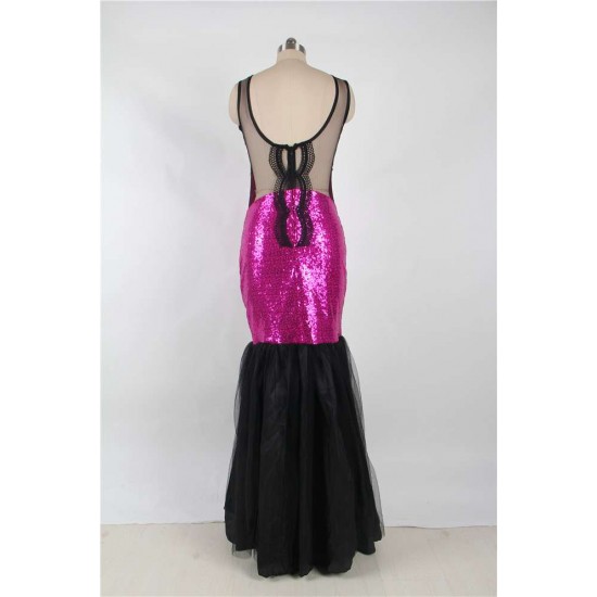 Sequins Appliqués Evening Dress with Mermaid Hem