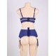 Navy Bra Set With Beige Lace Overlay