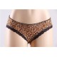 Leopard Print Lace Trimmed Open Back Panty