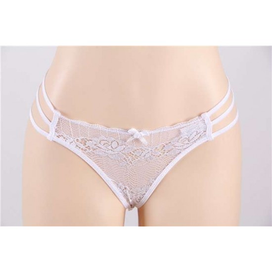 Naughty Plus Size White Lace Strapy Panty