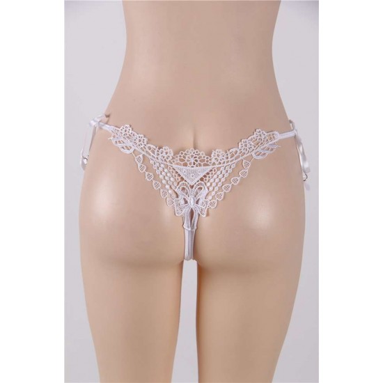 Beaded Embroidered & White Lady Plus Size Panty