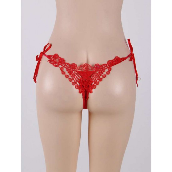 Red Sexy Embroidered & Beaded Lady Panty