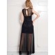 Black Sleeveless Short Dress with Floor Length Sheer Overlay