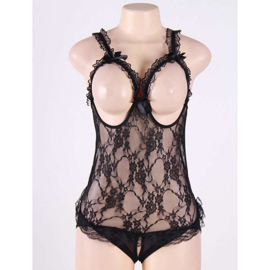 Open Cup Lace Teddy