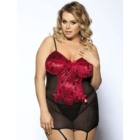 Red Front Plus Size Black Croch Back Lingerie