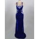 Dark Blue Strap Floor-length Evening Dress