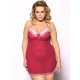 Red Plus Size Halter Open Back Mesh Babydoll