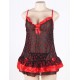 Plus Size Floral Lingerie Dress With Red Layer