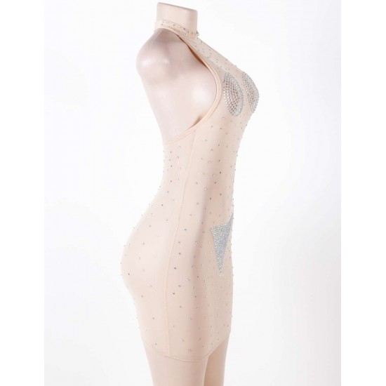 Plus Size Skin Color Pearls Night Sky Clubwear