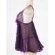 Transparent Purple Plus Size Floral Bra Babydoll 