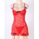 Red Soft Lace Ribbon Trim Lingerie Set