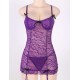 Purple Obsessive Garter Slip Mesh Babydoll