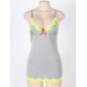 Grey Plus Size Babydoll With Yellow Lace Edge