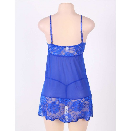 Plus Size Soft Lace Babydoll with G-string