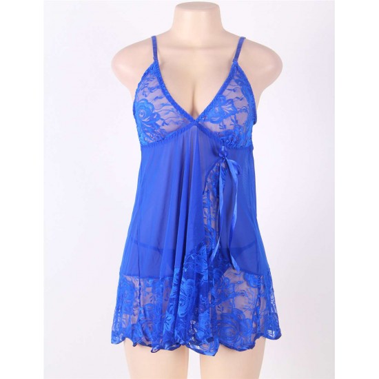 Plus Size Soft Lace Babydoll with G-string