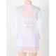 White Mesh Bell Sleeve Robe And Babydoll Set