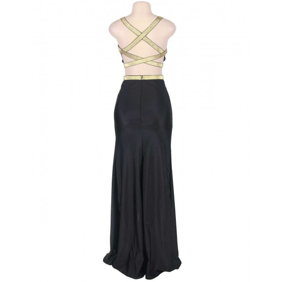 Plus Size Black Cross-strapped Gown