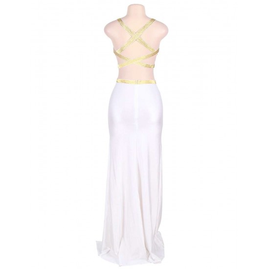 Plus Size White Separate Golden Edge Dress