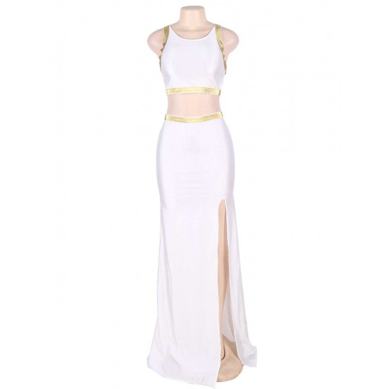 Plus Size White Separate Golden Edge Dress