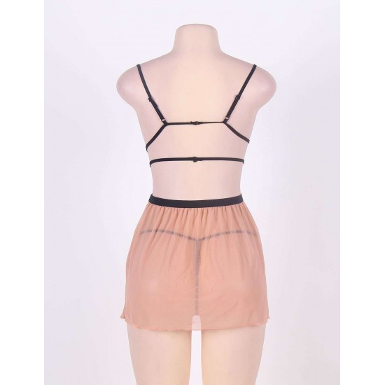 Pink Lace Camisole Eyelash Open Back Lingerie