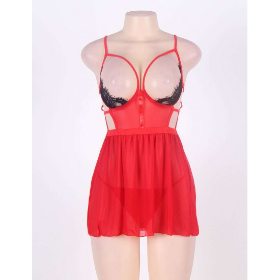 Elegant Red Open Back Babydoll