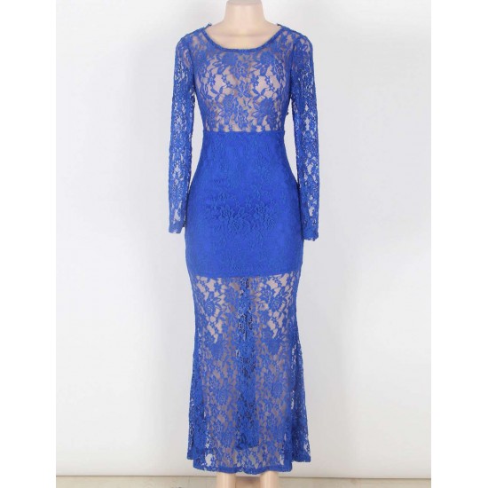 Blue Exquisite Lace Sheer Maxiskit