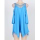 Blue Plus Size Hollow Shoulder Nightdress