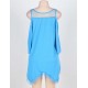 Blue Plus Size Hollow Shoulder Nightdress