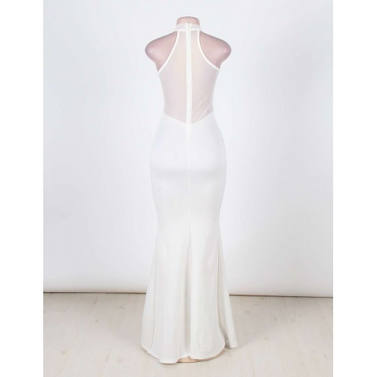 White Transparent Mesh  Applique Maxi