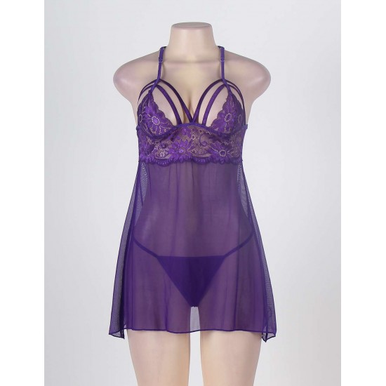 Seduce Midnight Purple Springtime Babydoll Set