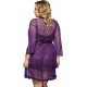 Purple Plus Size 3pc Transparent Lace Robe Lingerie