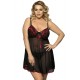 Black Plus Size Transparent Babydoll With Red Ribbon