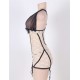 Black And Nude Plus Size Lace Open Back &Cup Babydoll