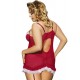 Red Plus Size Babydoll With Lace Trim