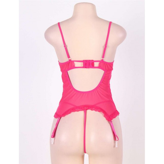 Plus Size Rosy Open Back Lace Teddy