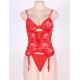 Red Lace Round Open Back Teddy Lingerie