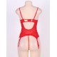 Red Lace Round Open Back Teddy Lingerie